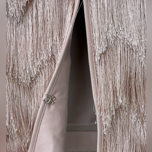 BCBG MAXAZRIA Women's Pink Jaxon Crochet Fringe Cropped Jacket Blazer Shaggy XS - Picture 8 of 15